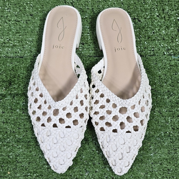 JOIE | BEHOLD ROUND BRAIDED VEGAN LEATHER POINTED TOE SLIP-IN MULE FLATS - Picture 3 of 14